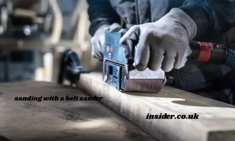 sanding with a belt sander