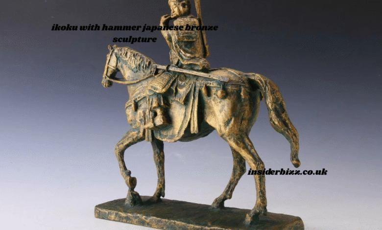 ikoku with hammer japanese bronze sculpture